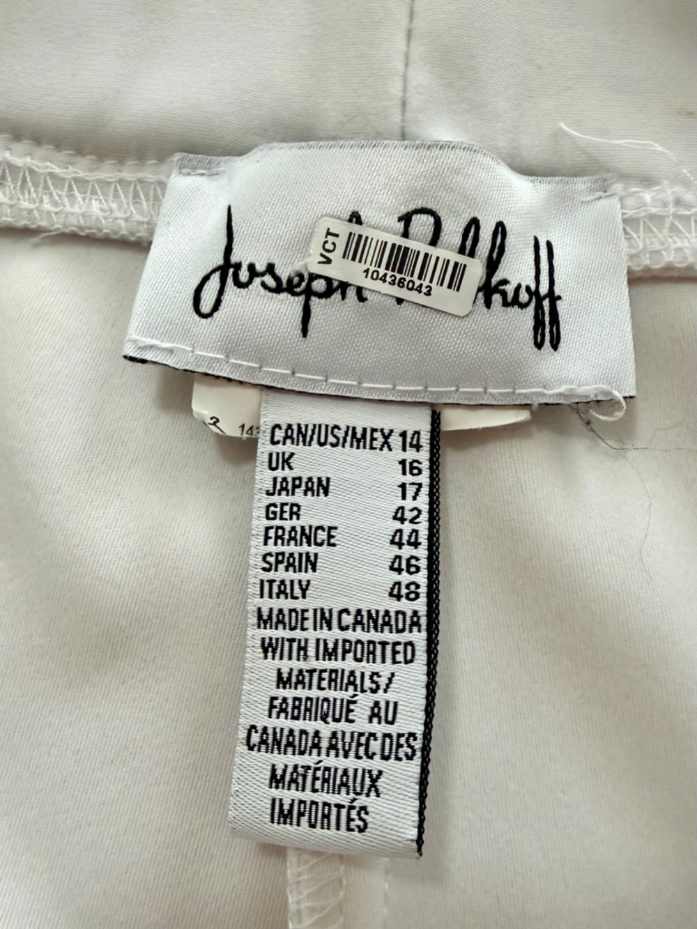 Joseph Ribkoff White Pull On Knit Pants Size 14 Cropped Straight Dress Work - Picture 9 of 12